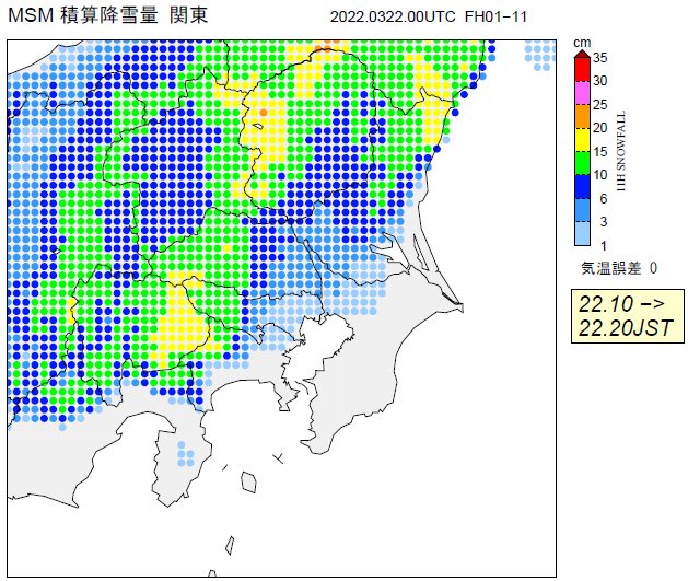 ohtakepapa's tweet photo. 【関東北部・甲信地方 大雪のおそれ】
気象庁22日11時23分発表。22日夕方にかけて大雪のとなる見込み。気温が低く推移した場合は東京23区でも積雪の可能性。大雪や路面凍結による交通障害、電線着雪による停電に要注意
＜22日20時までの最大予想降雪量＞
 ・関東北部／甲信10cm
 ・関東南部の平地1-3cm https://t.co/kUoKN1bjVn