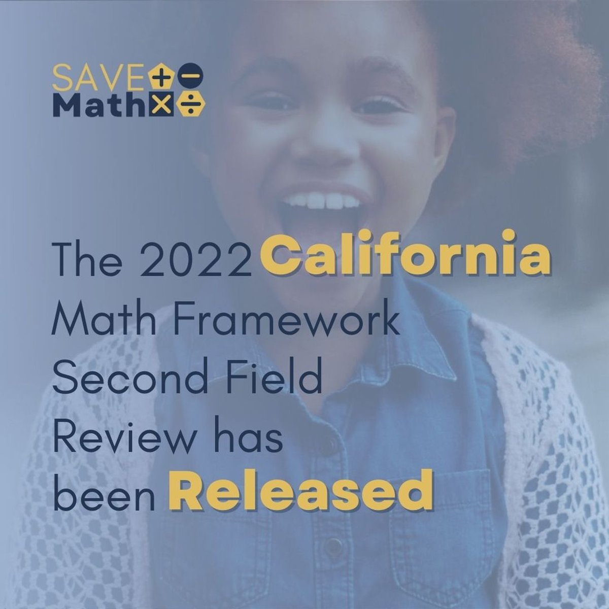 savemathnow's tweet photo. 📢 Announcement: 📢 The second field review draft of the framework was released this week, and the 60-day public comment period began on Monday. You can view the mathematics Framework Second Field Review here: https://t.co/A2lyAkOSkD
#savemath #education #california https://t.co/5hIXDDytwQ