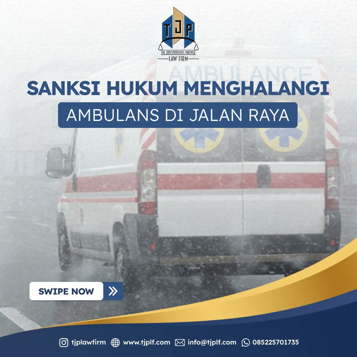 TJPLawFirm's tweet photo. Guys, ingat ya, menghalangi ambulans merupakan suatu bentuk pelanggaran lalu lintas.  Undang-undang mengatur jelas mengenai pengguna jalan yang harus di prioritaskan di jalan raya. Simak penjelasan berikut.

#advokat #lawyer #pengacara #ambulance https://t.co/zyWOovOds8
