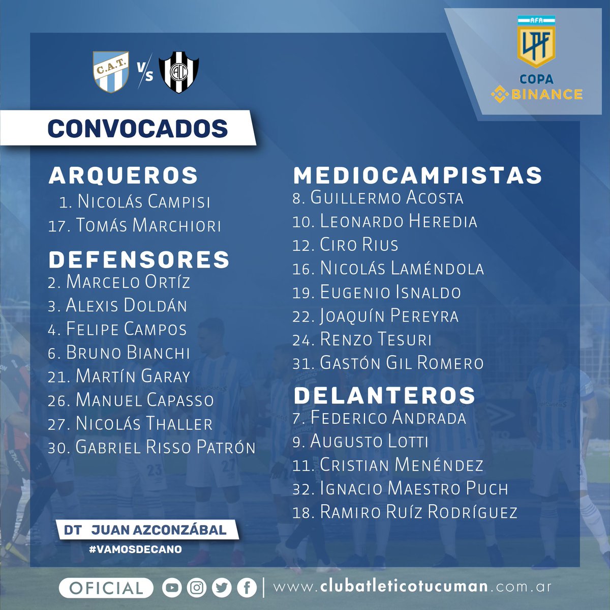 DozoretzFede's tweet photo. #CopaBinance | #Fecha7 #Interzonales 

Los concentrados de #AtleticoTucuman y  #CentralCordoba para jugar hoy martes 19:15.

📷 Via @ATOficial @cacc_sde https://t.co/h4sNrOn8L2