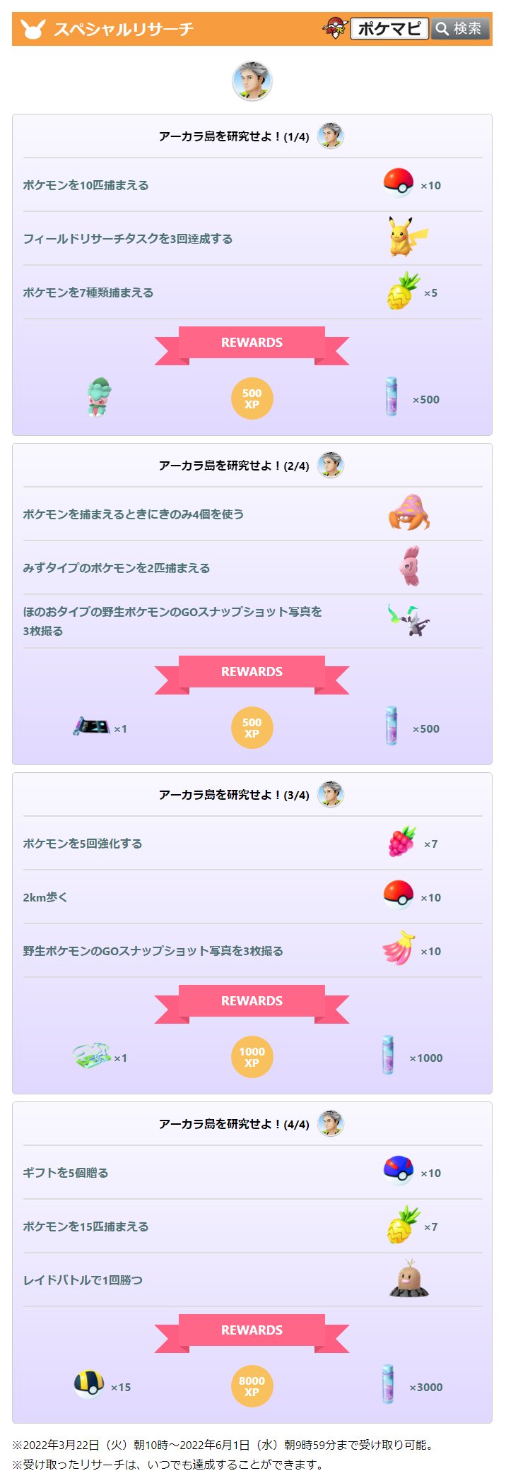 ポケモンgo攻略情報 ポケマピ シェードジャングル イベントの追加情報 アーカラ島 のスペシャルリサーチ タイムチャレンジ フィールドリサーチ 変更 追加などの最新情報は記事を更新しています T Co M12iqi9c7r ポケモンgo