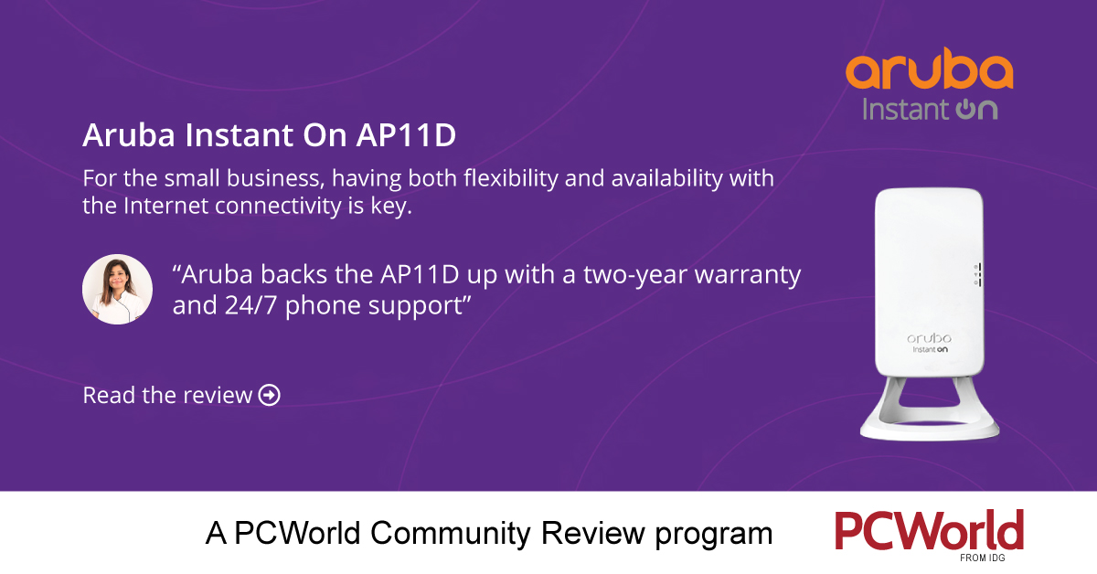PCWorldAu's tweet photo. The small business needs full availability at all times for its internet connection. See the PCWorld community review on the Aruba Instant On AP11D access point tested by a dentist in a dental office. #aruba #arubaap11d #accesspoints 
https://t.co/vMXV6Z7MQn https://t.co/p1lVhzx8xc