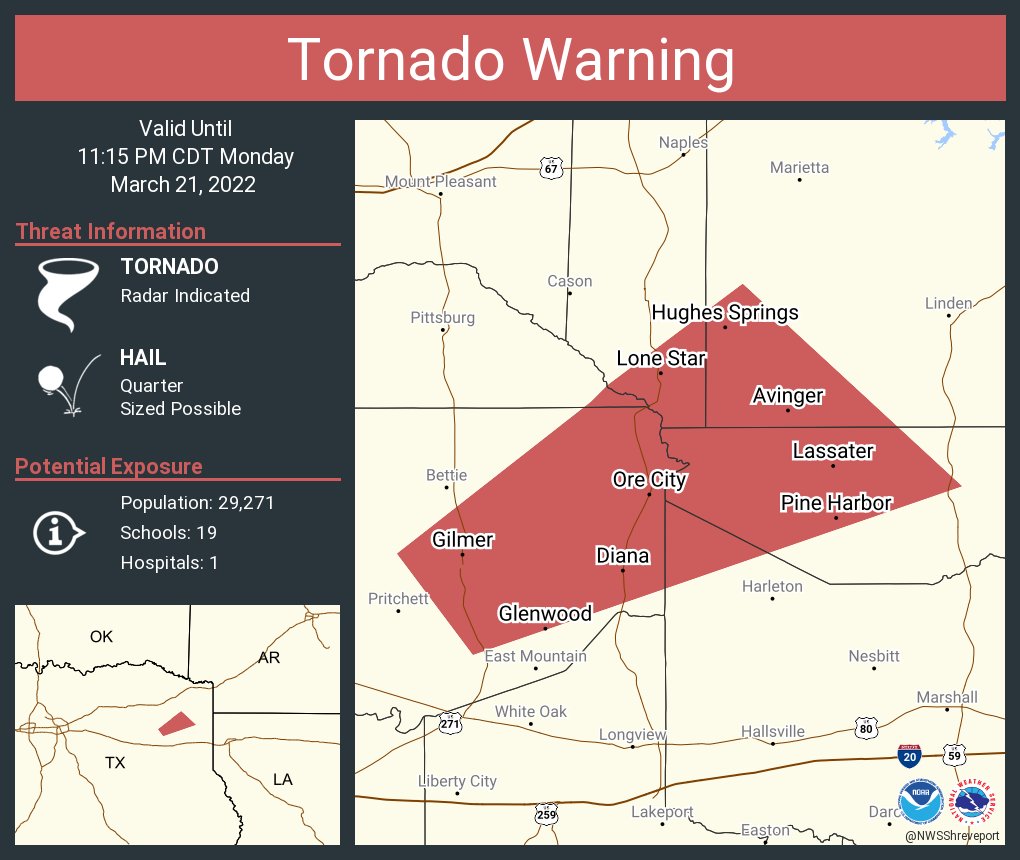 NWS Tornado on Twitter "Tornado Warning including Gilmer TX, Hughes