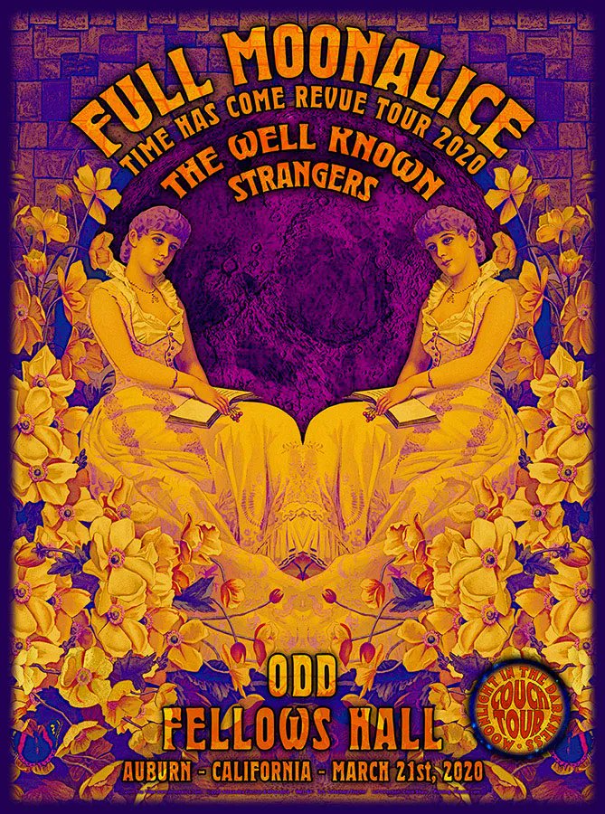 MoonalicePoster's tweet photo. Scheduled on this day... Full @Moonalice, The Well Known Strangers at Odd Fellows Hall, Auburn, California poster by @afishcalledalex Alexandra Fischer https://t.co/YXQnh4ExSE #timaph 3/21/20 M1164 #AlexandraFischer π Note: Show was cancelled, art is available to purchase. πΈ https://t.co/GourqKWNls
