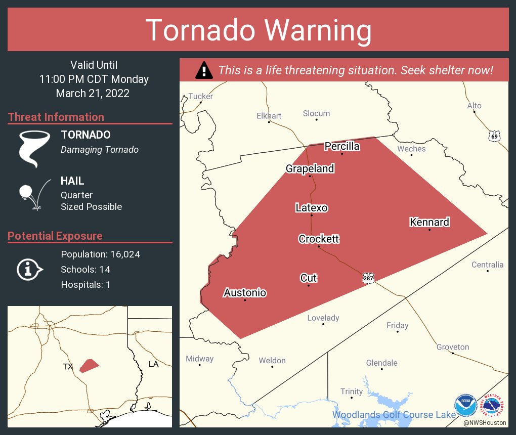 NWS Tornado on Twitter "Tornado Warning continues for Crockett TX