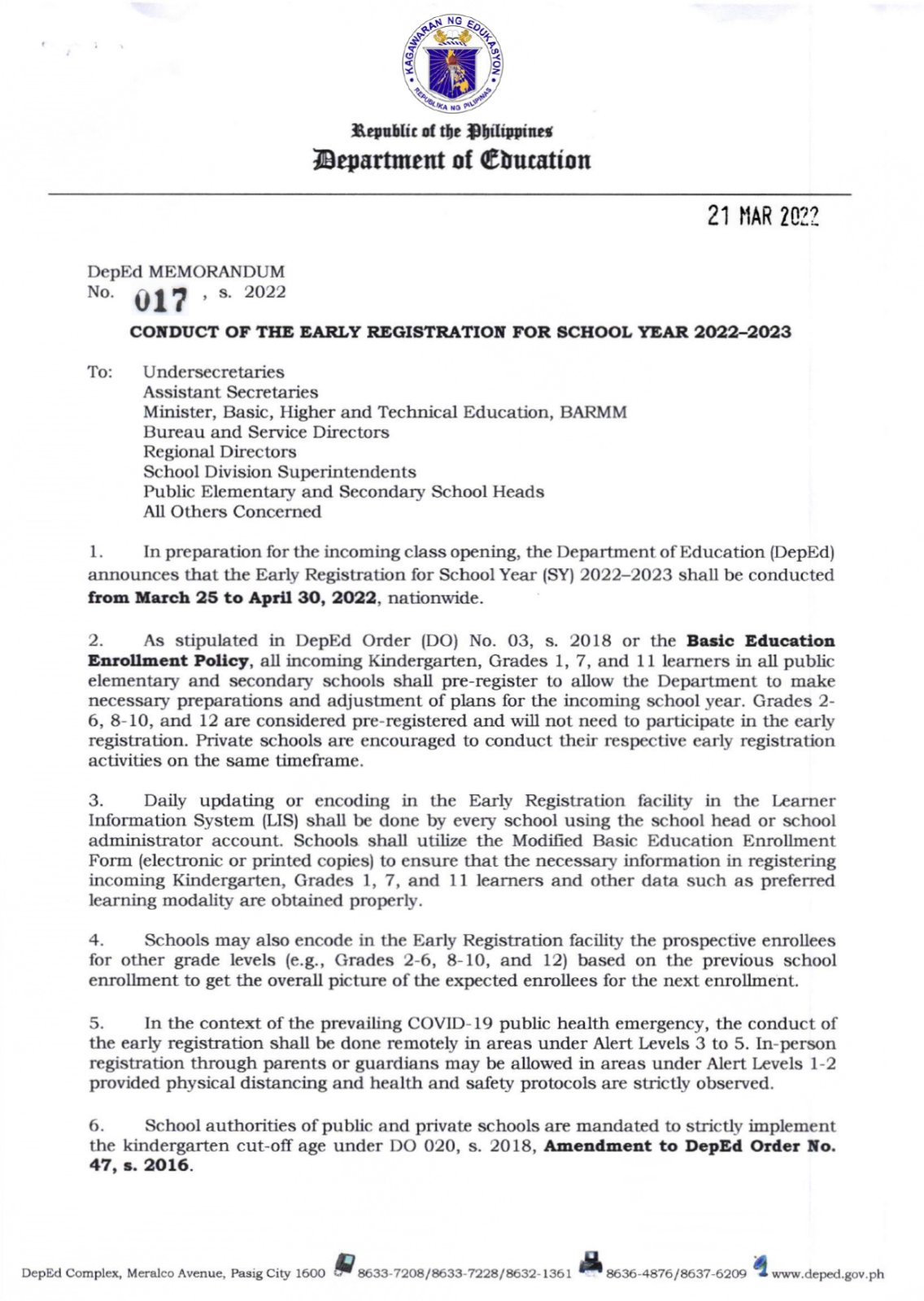 Deped Memorandum No. 17 S. 2025