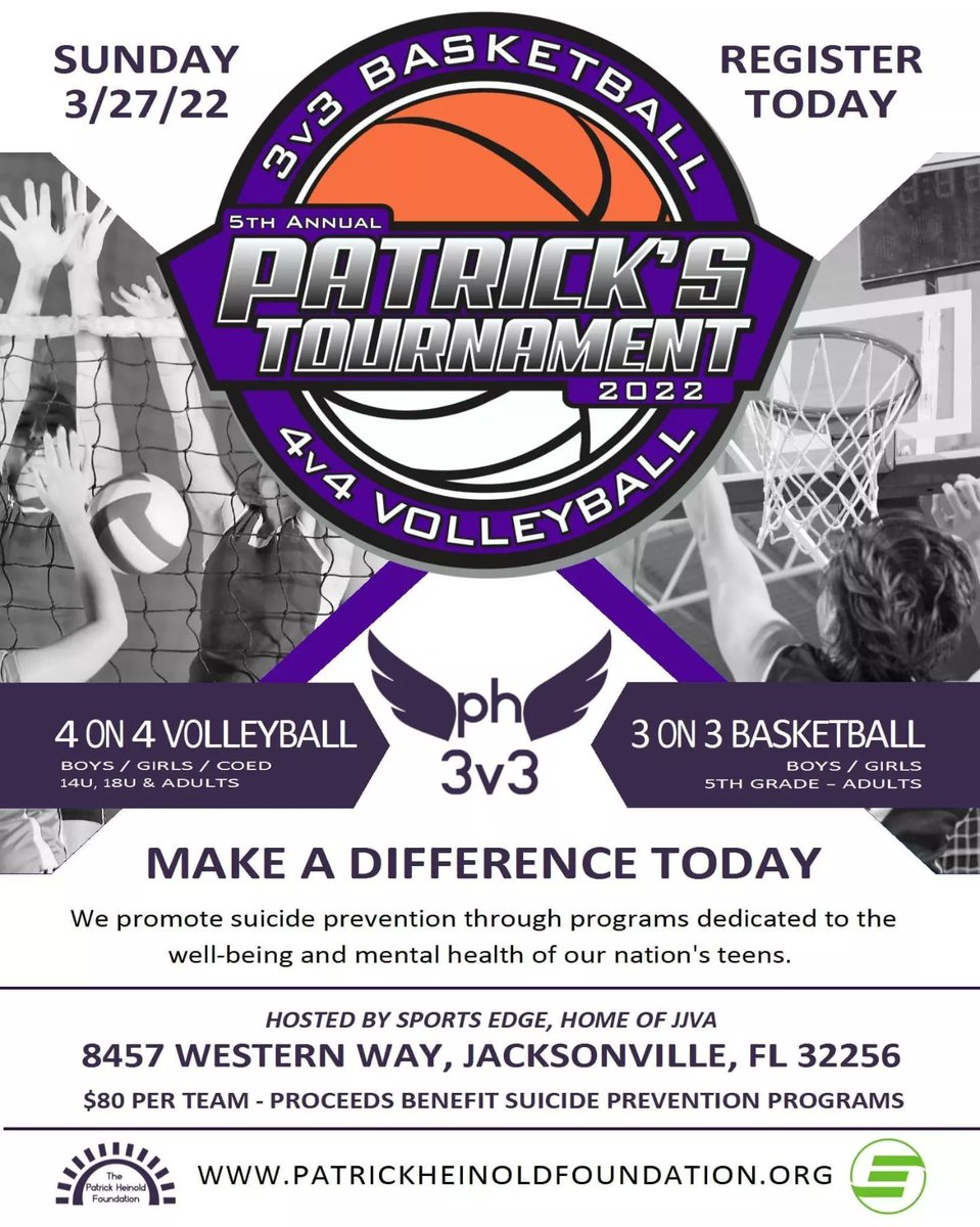 PH33Foundation's tweet photo. 22 hours to register, deadline 10pm Tuesday March 22nd. Join 33 other Bball teams in great fun. 4 games minimum. Just $80 with SABO refs!
4v4 volleyball added this year. https://t.co/cpMMWAV0i9