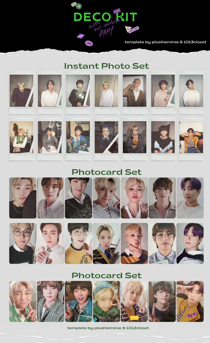 BTS DECO KIT Instant Photo Set , Double Sided & Random Photocard