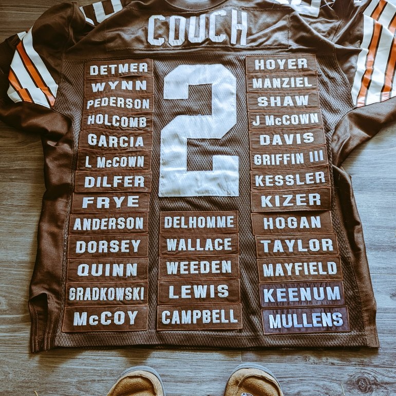 BrownzPowerRNGR's tweet photo. @ParisofChicago here's the most to date version....going to have to get creative this season! #Browns #thejersey https://t.co/MYV0TfCB24
