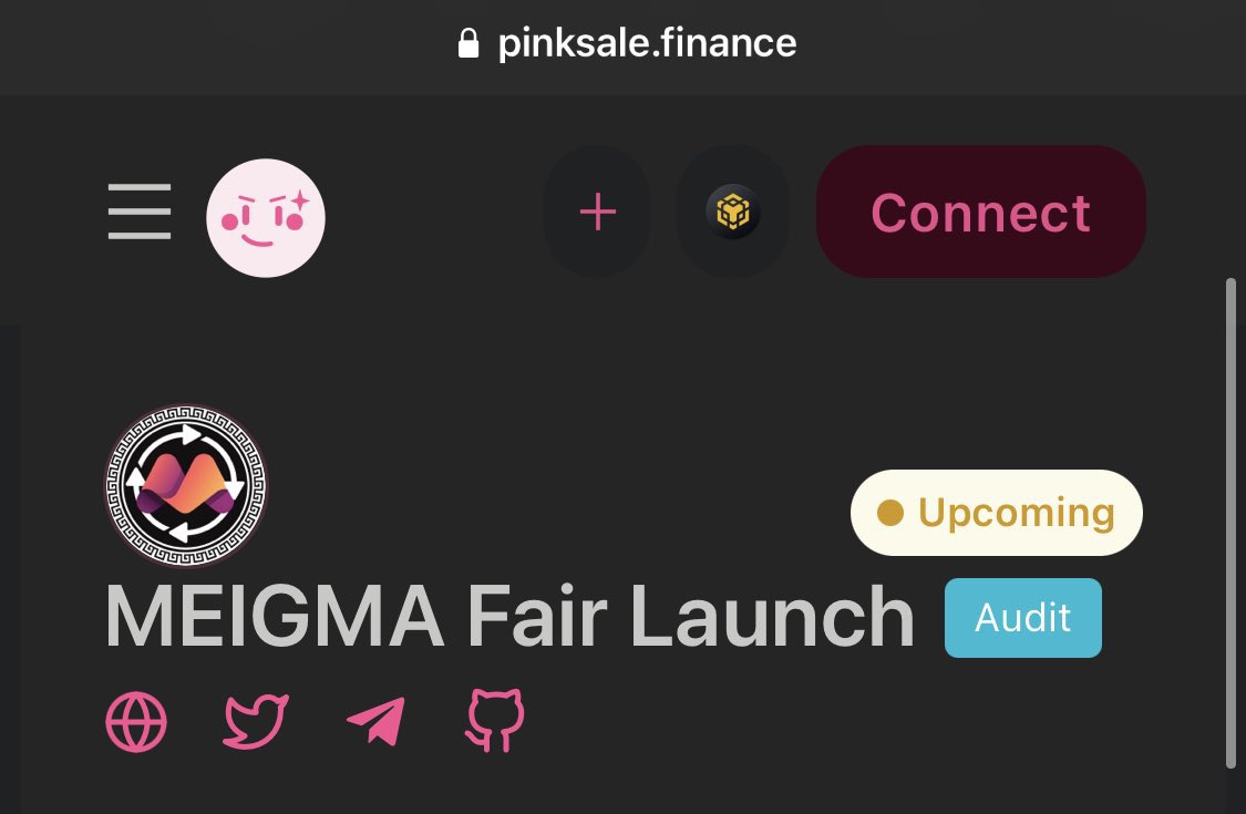 $MEIGMA PRESALE is LIVE on <a href="/pinkecosystem/">PinkSale (Pink Ecosystem)</a> 🔥🔥
1000x GEM 🔥Audited @meigma_finance
pinksale.finance/#/launchpad/0x…
Meigma is a group focused on cutting-edge DeFi innovations that create benefits and value for token holders t.me/Meigma 
Let’s BUY $MEIGMA  NOW! 🔥
 #BSCGem
