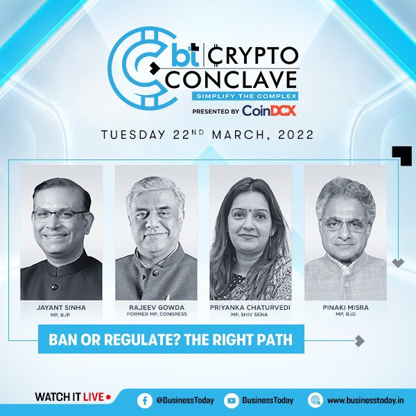 rahulkanwal's tweet photo. Govt’s reply in Parliament on taxation of Crypto assets provides the context for @business_today #CryptoConclave which is being held this afternoon at the Oberoi hotel in Delhi. Ministers, MPs, crypto start-ups, experts on taxation laws and NFTs join us https://t.co/6edDjjvC7q https://t.co/o4s0gi4Jhn