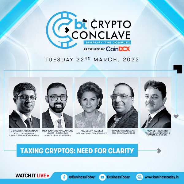 rahulkanwal's tweet photo. Govt’s reply in Parliament on taxation of Crypto assets provides the context for @business_today #CryptoConclave which is being held this afternoon at the Oberoi hotel in Delhi. Ministers, MPs, crypto start-ups, experts on taxation laws and NFTs join us https://t.co/6edDjjvC7q https://t.co/o4s0gi4Jhn