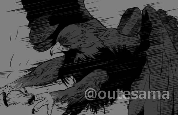 やはりわたしは、イヌワシの脚が伸びている姿が好きです。
漫画という形式は、動きやいろんな角度からも本当にあれこれ描けて嬉しい。 
