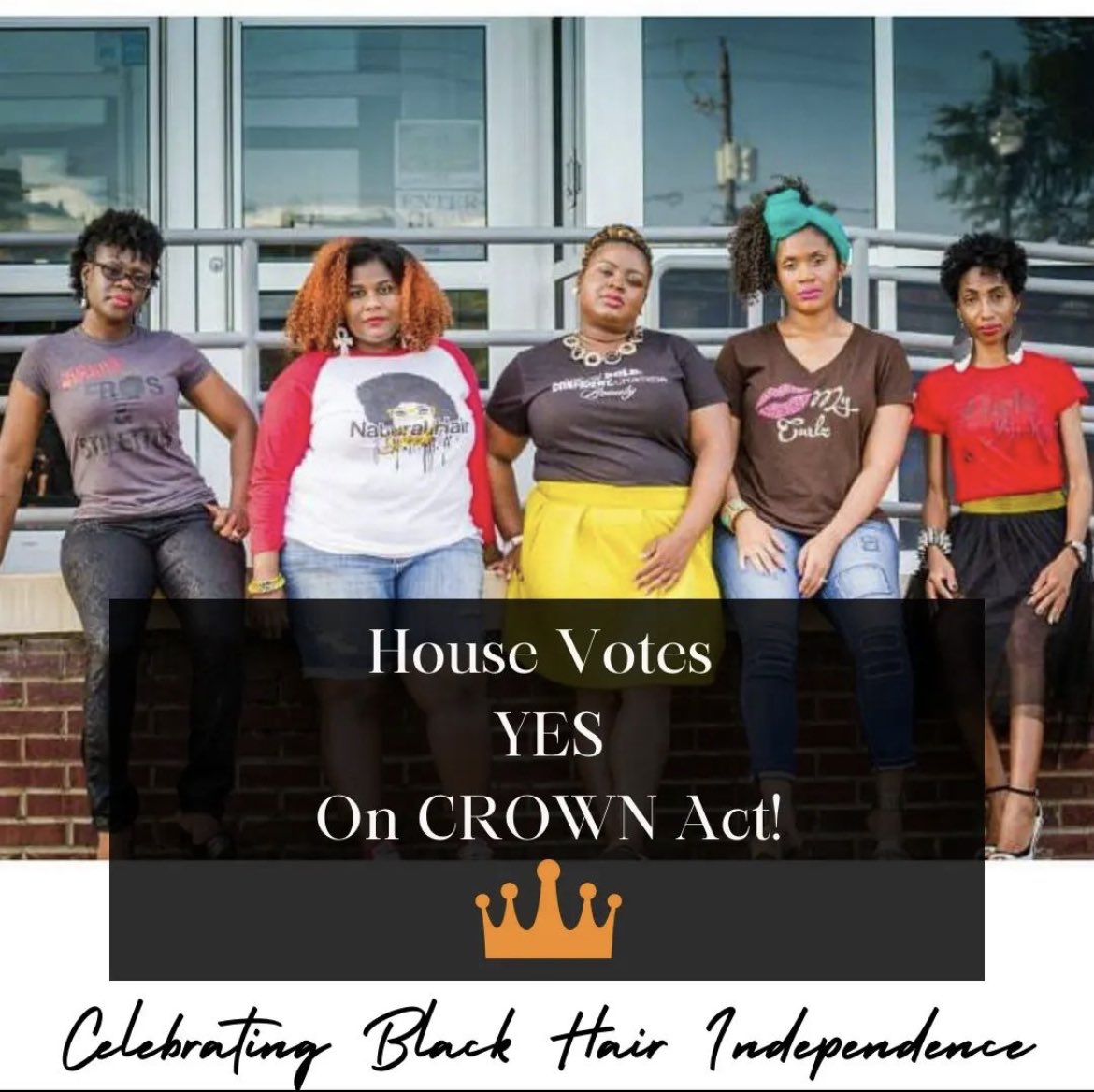 Have you all heard the news?! The CROWN Act, which stands for Creating a Respectful and Open World for Natural Hair Act, passed the House of Representatives along party lines with a vote of 235-189. The bill now heads to the Senate for a vote! Stay tuned for updates.