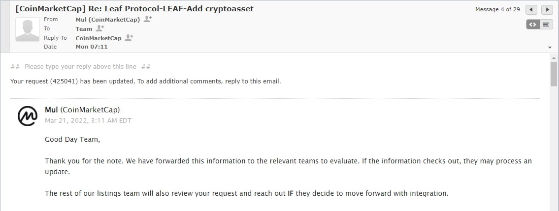 leaf_protocol's tweet image. Good News For Holders &amp;amp; Community 🌿

Finally, We Get Confirmation Mail From @Coinmarketcap.

Now Our Application is Under Review by there listing Team. So With In Few Hours Or Day. They Will Add Our $LEAF On @Coinmarketcap.

#LEAF #CoinMarketCap #LeafProtocol #Listing #SoonMoon