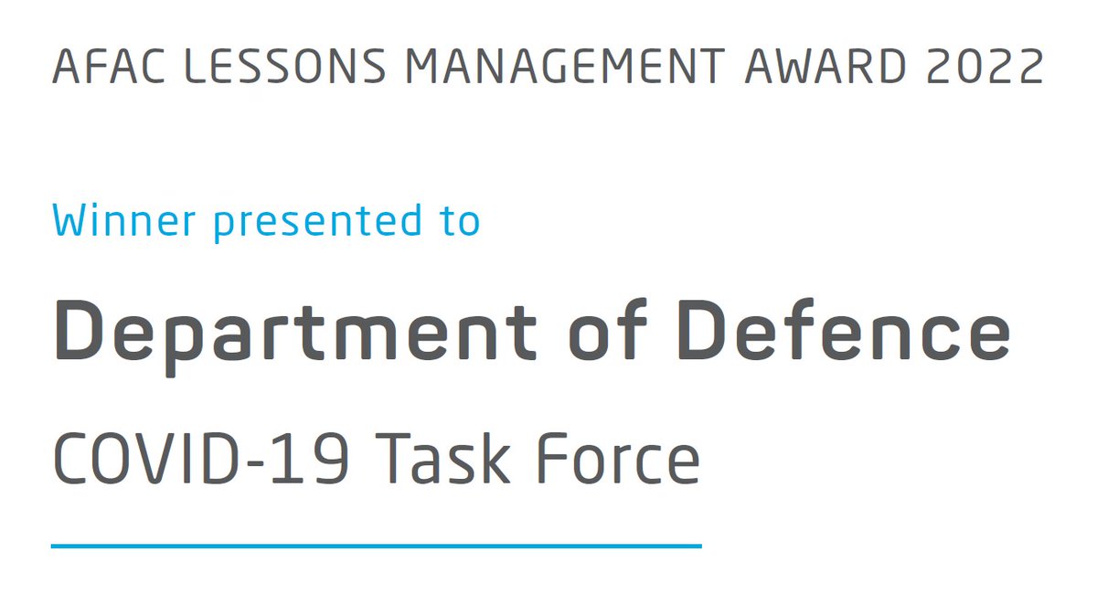Congratulations to <a href="/DeptDefence/">An EXTREMELY epic alt account</a>, winner of the <a href="/ResilienceC3/">C3 Resilience</a> 2022 Lessons Management Award for their COVID-19 Task Force! #LMF22