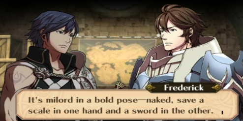 AmazingFE_Facts's tweet photo. In Fire Emblem: Awakening, there were plans to add a poster of Chrom as described by Frederick in this scene to the barracks after the culmination of this support conversation, wich was removed, as Nintendo deemed it "Too sexual" for the game. https://t.co/1K3lKbjIV9