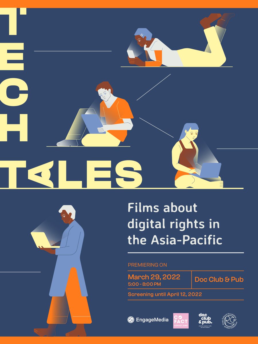 EngageMedia's tweet photo. The Tech Tales film collection premieres in Thailand!

Join the launch on March 29 and watch all eight films on digital rights in the Asia-Pacific.

Get tickets: https://t.co/76NAo8VQSJ

#TechTalesFilms

Presented by EngageMedia, @CofactThailand, @DocClubTH and @CrCF_Thailand. https://t.co/gf5Weklj9L