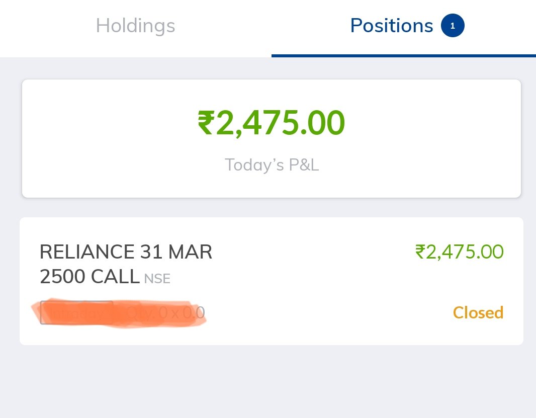 rahulbhatia1112's tweet photo. @JayThakkar22 @ZeeBusiness Thxx a lot @JayThakkar22 , take a bow. M a big fan of your calls on @ZeeBusiness , i do not trade a lot , but only trade on your on your calls, u are a #optionsking without a doubt https://t.co/oTrj697nTA