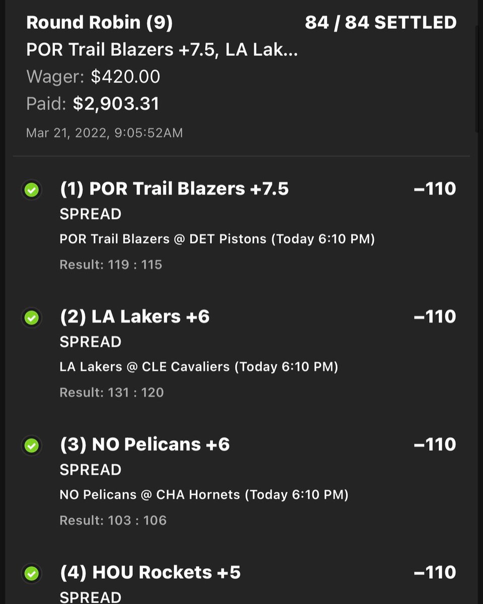 doeboi94's tweet photo. 9/9 round robin, without doing a parlay 😭 https://t.co/Vq4mLpi0jm