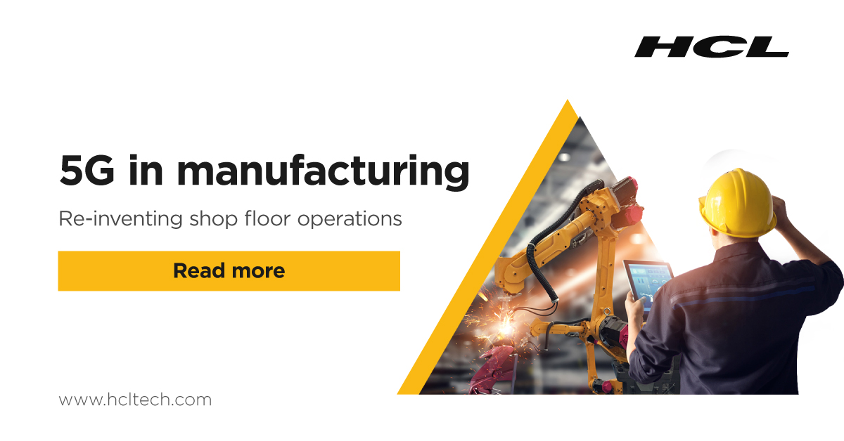 hcltech's tweet photo. 5G-enabled technology adoption is necessary to create a more flexible, efficient, and sustainable manufacturing value chain. Learn more in this blog by Shankar Gopalkrishnan, SVP, Manufacturing, HCL Technologies. https://t.co/OGtrujL11S #MVision #5GinManufacturing https://t.co/0yonf4XgYu