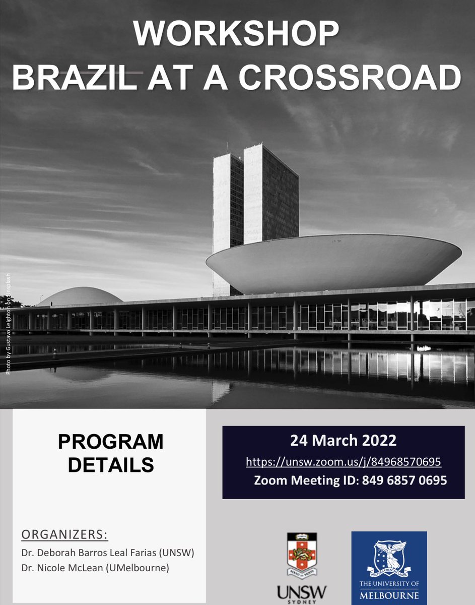 nikymac89's tweet photo. This Thursday 8am to 1pm, myself and @debfrombrazil are running our ‘Brazil at a Crossroad’ workshop about Bolsonaro’s Brazil with @UniMelb and @UNSW. There will be a special guest speaker from Brazil. Come and join the debate! 🇧🇷 https://t.co/6ipG2dut9e