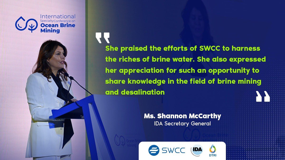 BrineMining's tweet photo. Shannon McCarthy, IDA Secretary General, during the welcome ceremony in day 2, expressed her appreciation for the opportunity to share knowledge in brine mining.

#SWCC #OceanBrineMining https://t.co/xHJ8NowL1f