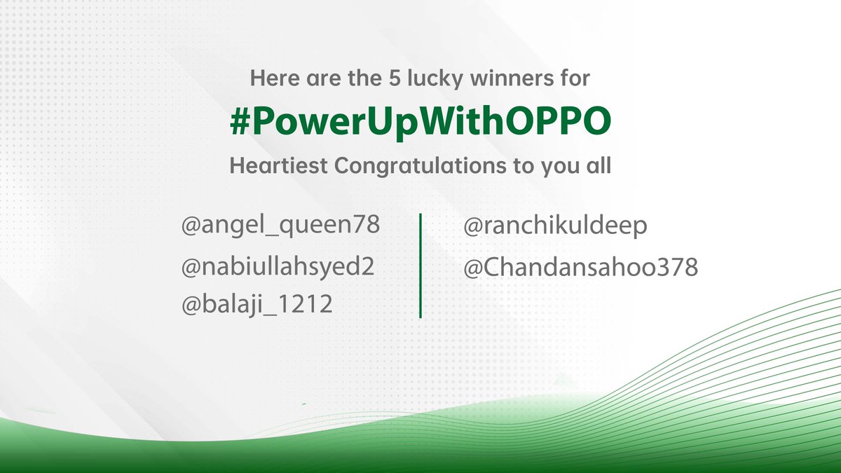tasleemarifk's tweet photo. * drumroll * The wait has finally come to an end.
Cheers to the winners of the #PowerUpWithOPPO giveaway! 🥳
Your answers were spot on! DM me your details & we'll ship your reward at the earliest. https://t.co/M0unacZFwj