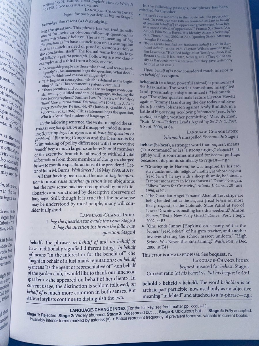 kuhns_jack's tweet photo. @Kane_WMC_Lab Garner's modern english usage told us to give it up a while ago (see alt text). (Yes, I have a copy of the grammar dictionary on hand.) https://t.co/JILVn3G7lS