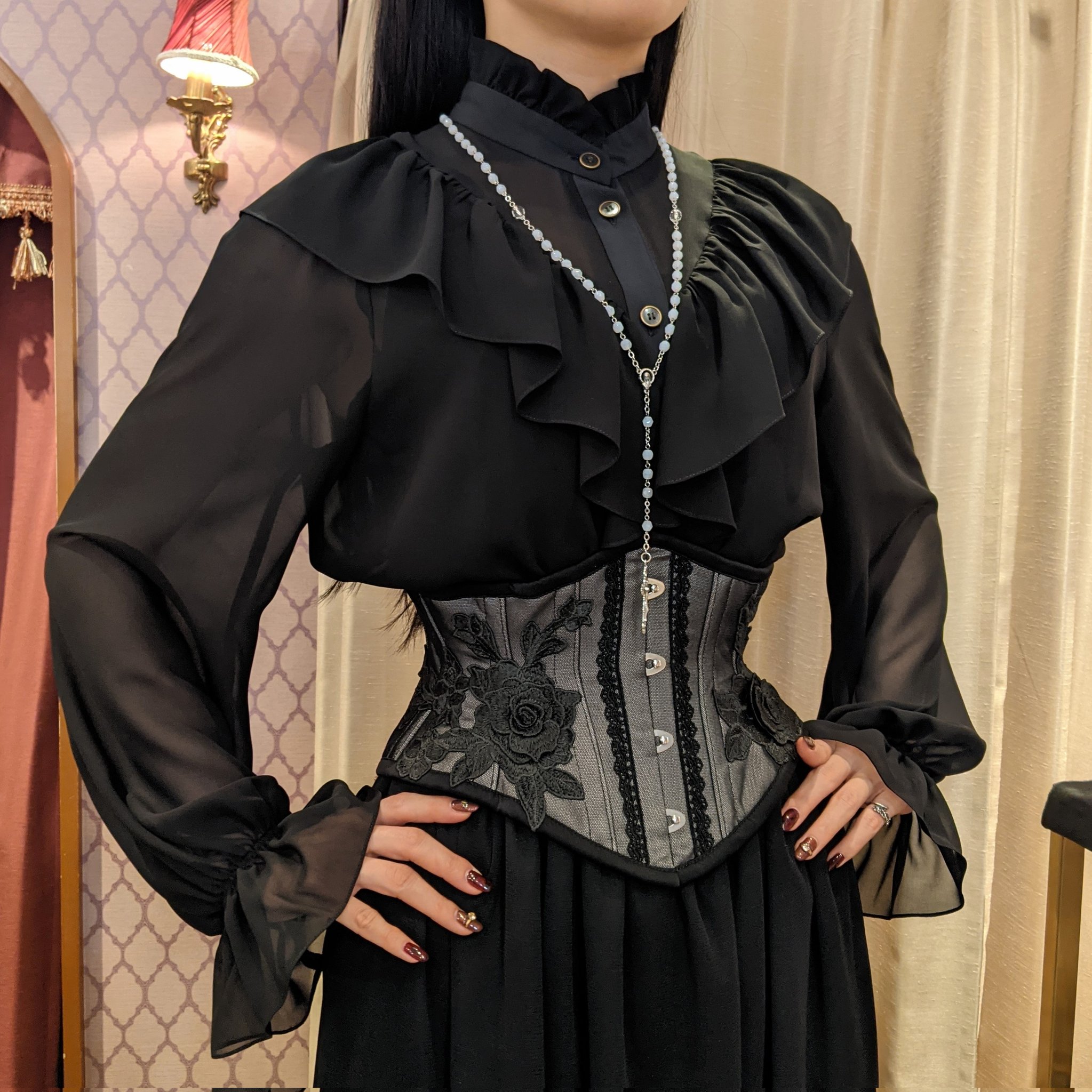 アビエタージュ ローズモチーフミニコルセット 黒 ブラック