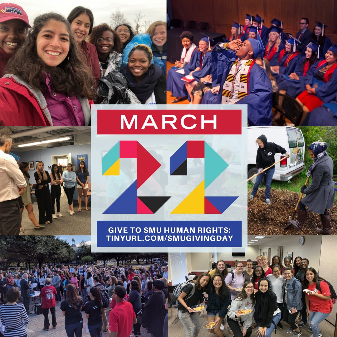 SMUHRP's tweet photo. TODAY IS THE DAY! Give by 11:59pm at https://t.co/rzF2ht2Pf9 By donating to #SMUHumanRights within the next 24 hours, you can help expand our work of training the next generation of visionary leaders to #DemandDignity. Follow along on our IG story for more #SMUOneDay updates!! https://t.co/fn5RtqVoxc