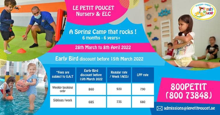 LePetitPoucetAE's tweet photo. Spring is coming, we got it covered:  Cooling Splash Play, Sports, daily drumming classes and much more!

Application form: https://t.co/Qzs9jNYQpm

#lepetitpoucet #nurseryadmission #dubainursery #childactivities #frenchnursery https://t.co/XXtQmSLzT0