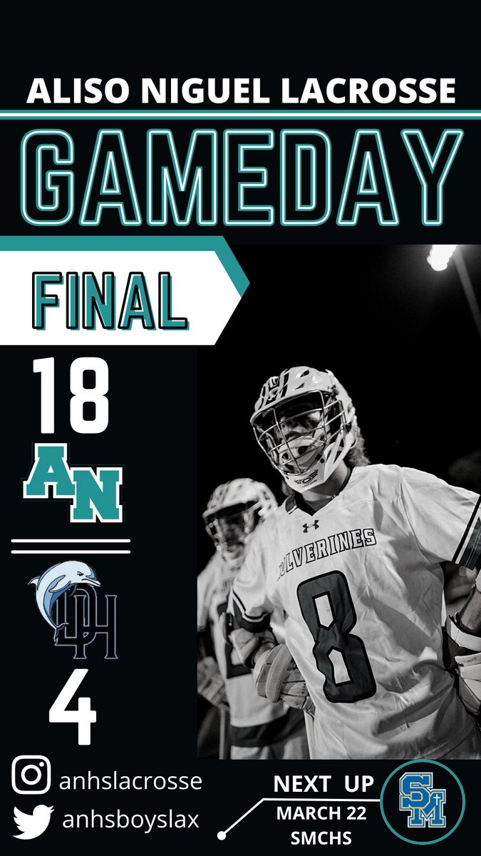 ANHSboyslax's tweet image. The Wolverines secure their first Sea View league victory over Dana Hills 18-4! The boys move to 5-0 and will turn right around as they face Santa Margarita Catholic tomorrow. 

#BOOM #AEBC @mikehuntley63 @alisoathletics
