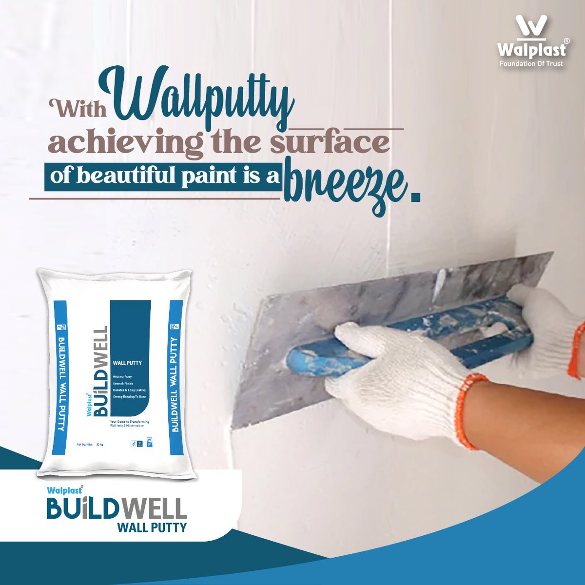 Walplast's tweet photo. Homesure Wall Putty - The Smile On Your Walls
• Cement-based polymer modified.
• Better Adhesiveness and Durability.
• Cover unevenness and pinholes on plastered.
For More Details:
📞 1800 3000 6650
🌐 https://t.co/zRnllGjbZ4
#Walplast #HomeSure #BuildWell #Wallputt https://t.co/prrziGoHF9