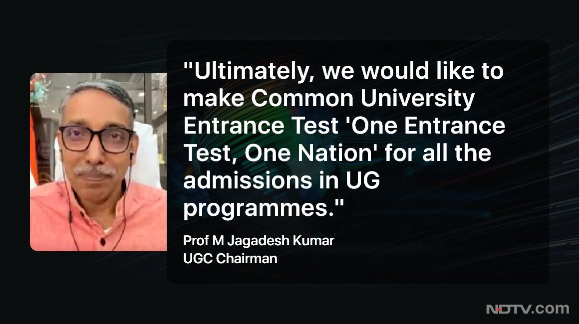 arvindgunasekar's tweet photo. ‘One Nation, One Entrance Test’ for all admissions in UG Programmes. https://t.co/Jjr0lncfXU