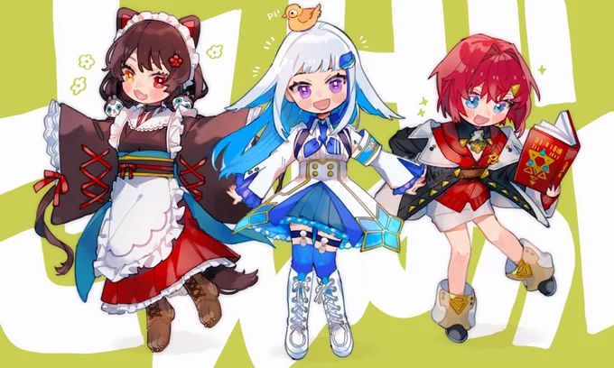 いちにのさんはいっ!
みんな集まれっ㊗️集合〜⸜🌷︎⸝‍

 #さんばか3周年 🍹👑⚖️
 #いぬいらすと #ヘル絵スタ #絵ンジュ 