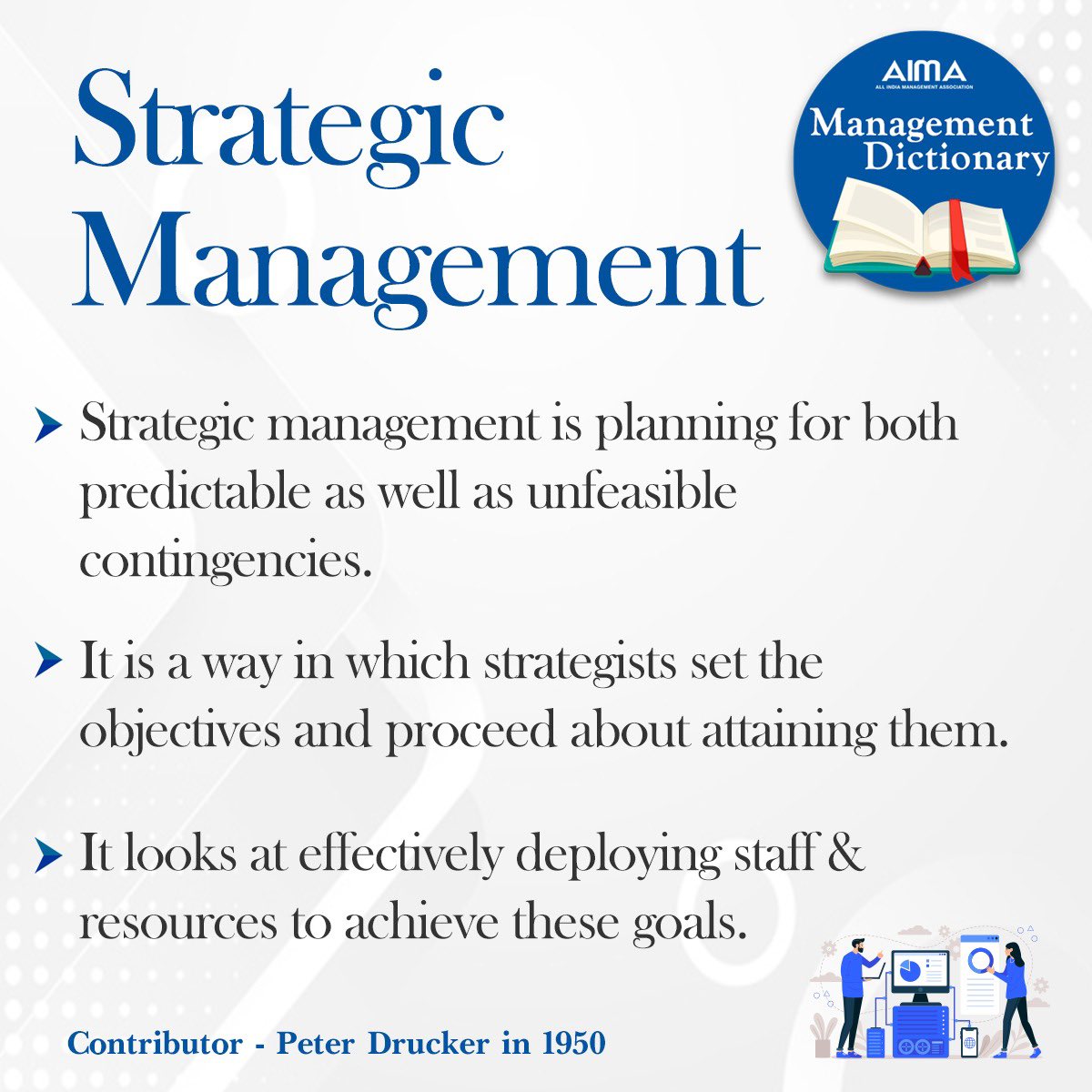 aimaindia's tweet photo. An important element of management- Strategic Management.
#tuesdaytrivia #managementdictionary https://t.co/XMLlf2i4Wv