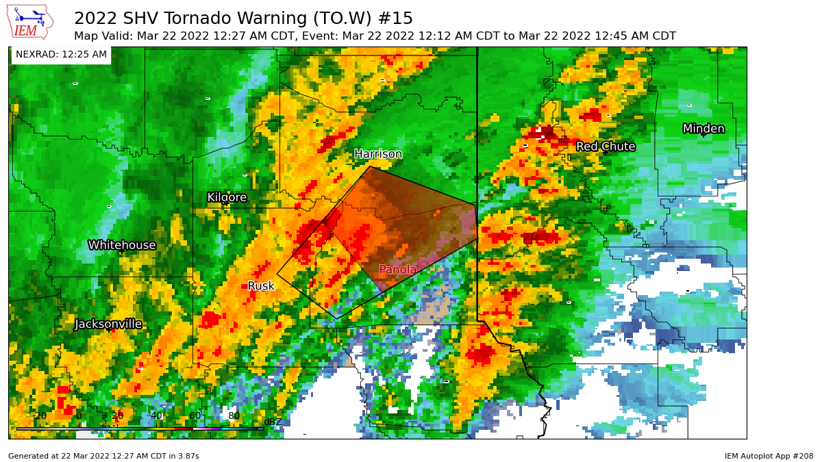 Rusk County OEM on Twitter "SHV continues Tornado Warning [tornado