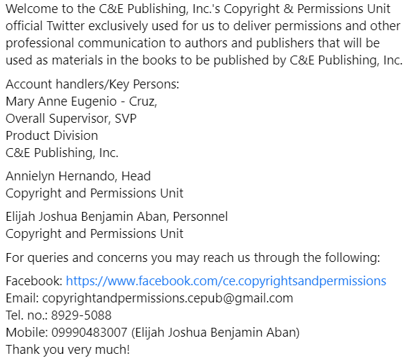 Copyright and Permissions - C&E Publishing, Inc. tweet media