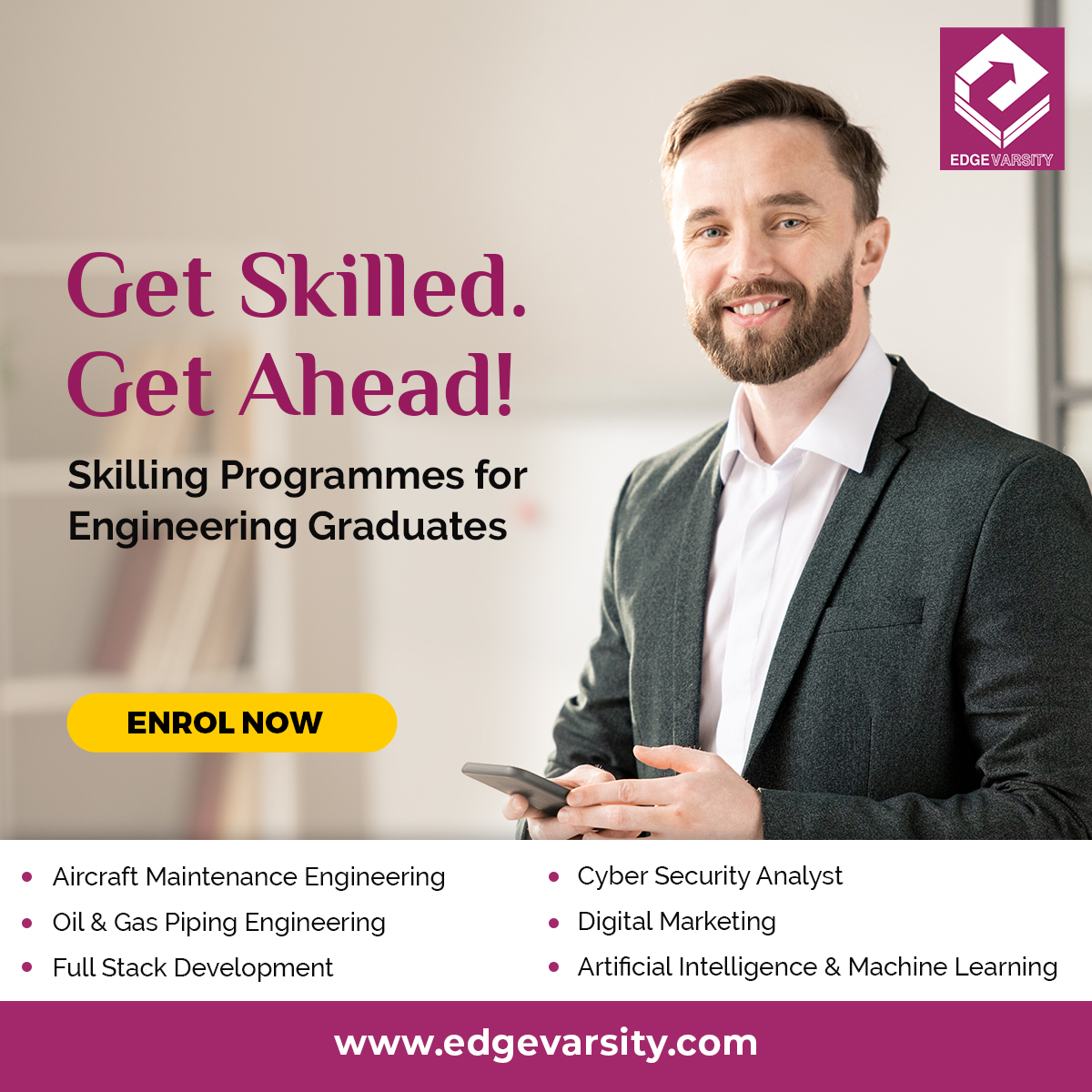 edge_varsity's tweet photo. Today’s globalized world requires tactically skilled employees in order to effectively convert growth opportunities into jobs and steady incomes. We provide an ideal platform to transform your capabilities into successful careers.
For More Details
Visit: https://t.co/GOi1upig8u https://t.co/W3eJgelceJ