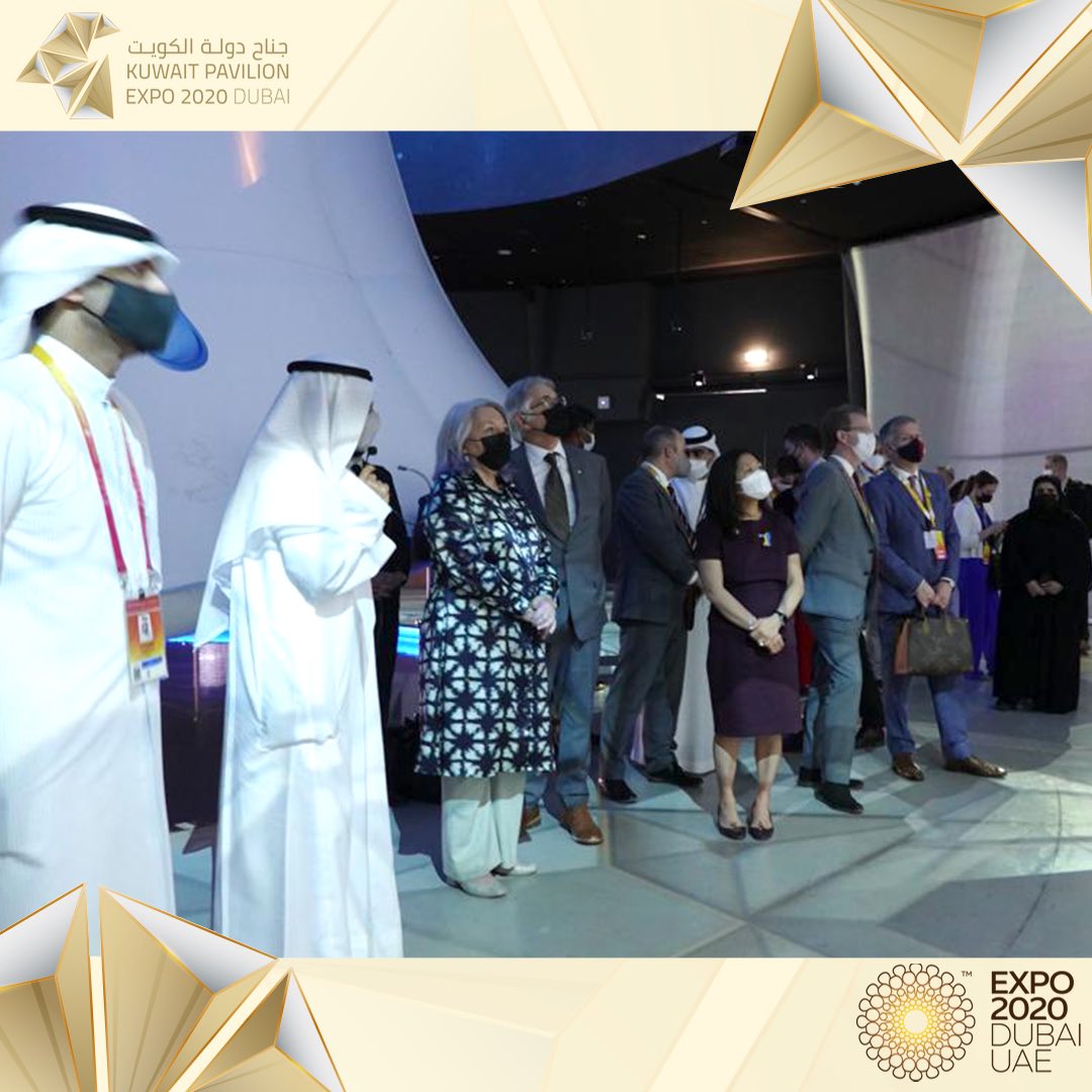 KuwaitExpo2020's tweet photo. They were briefed about the various sections of the pavilion and the solutions and initiatives offered by #Kuwait in the fields of #sustainability, a translation of Kuwait's Vision 2035. #KuwaitExpo2020 #Expo2020Dubai #ExpoDubai #NationalVision #KuwaitVision2035 (2/2) https://t.co/TEjfXRBInW