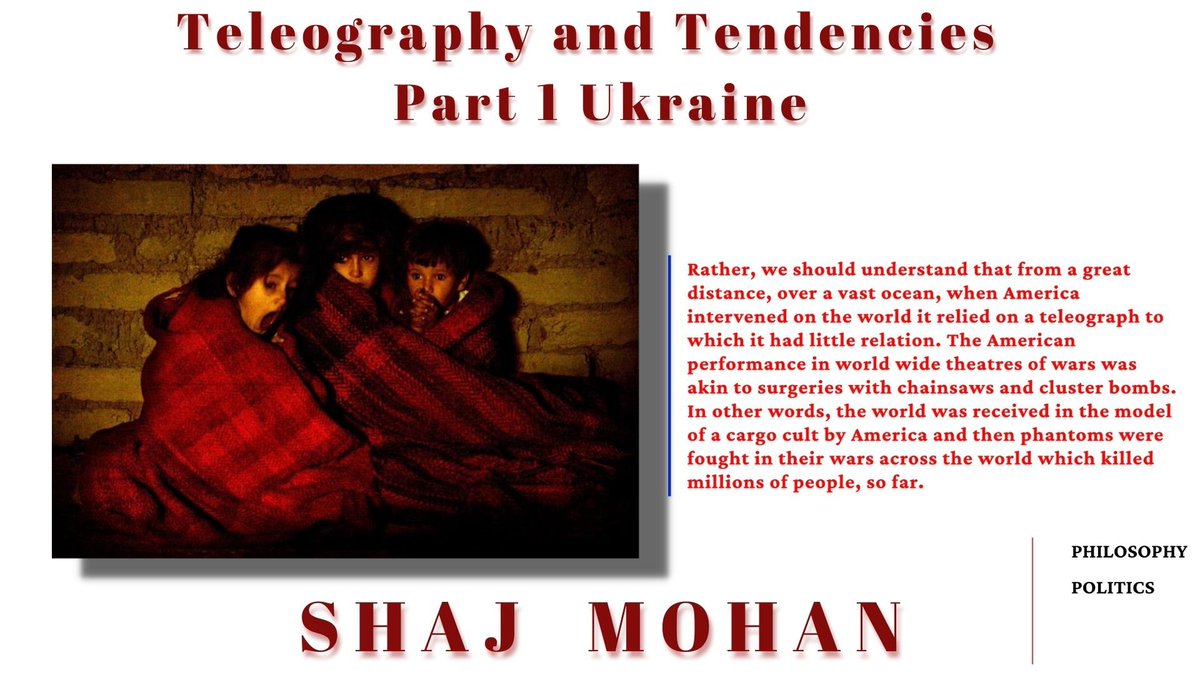 PhilosophyWD's tweet photo. Teleography and Tendencies: Part 1 Ukraine
SHAJ MOHAN
https://t.co/DknFNcLHMS
#Ukraine️ #UkraineCrisis #Hegel #Althusser #Marx https://t.co/VglwUSebeS
