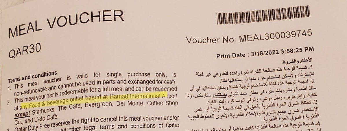 MonaLisa20_'s tweet photo. The actual vouchers were not more than 30 riyals/person. Good for nothing! Anyway that voucher was supposed to work in Harrod's but it DID NOT work! @qatarairways cust service said it's not supposed you work in Harrod's but the voucher says it is. 🤦🏽‍♀️ So embarrassing4 them really! https://t.co/8umCkCgaox