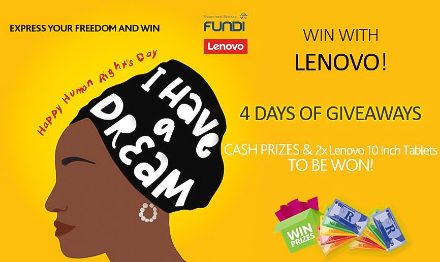 Official_FUNDI's tweet photo. GIVEAWAY TIME !!! 🔊

We have teamed up with Lenovo this Human Rights' week to bring you 4 days of giveaways !!! The first giveaway will be announced today at 12:00. Keep your notifications on because you don't wanna miss out ! #Fundi #Lenovo 🥳🤑🎁 https://t.co/GmgeNDcDBE