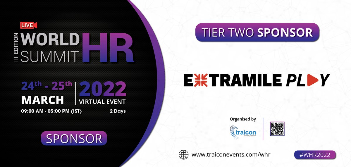 TraiCon_Events's tweet photo. Meet our TIER Two Sponsor ExtraMile Engage at their virtual booth and hear from the expert to know more about employees engagement strategies to build a friendly and fun culture at the workplace on 24th &amp; 25th March 2022 at 3rd Edition World HR Summit. https://t.co/00lAOEmkCw