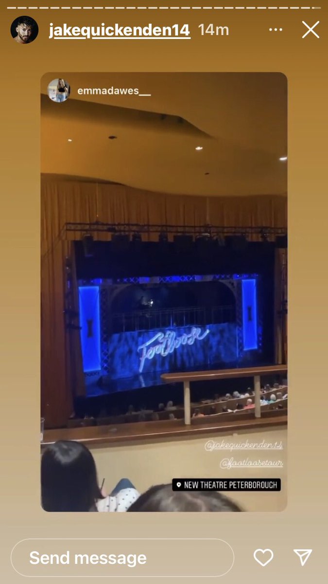 What a fabulous show <a href="/FootlooseTour/">Footloose</a> with the awesome @JakeQuickenden on Saturday at Peterborough. My daughter was so pleased that her pic was added to Jakes Instagram story 🥰.