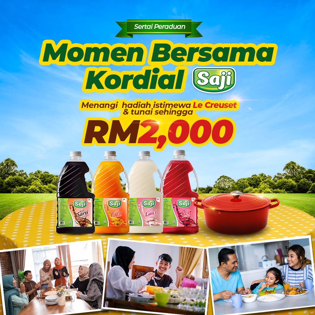 iCookAsia's tweet photo. Jom sertai peraduan Momen Bersama Kordial SAJI!😍

Anda berpeluang untuk memenangi hadiah periuk Le Creuset dan hadiah-hadiah lain bernilai sehingga RM2,000 🤩 https://t.co/i4sSHSuRix