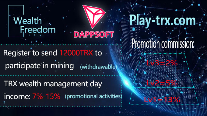 lovedefi1's tweet photo. Good news, celebrate the 3rd anniversary, launch the TRX financial management project, there are 15 days left in the event, register to send 12000TRX to participate in mining (can be withdrawn)

Ultra-high daily rate of return: 7%-15%

Registration URL: https://t.co/Qatjo5jrme https://t.co/if0v7778zC