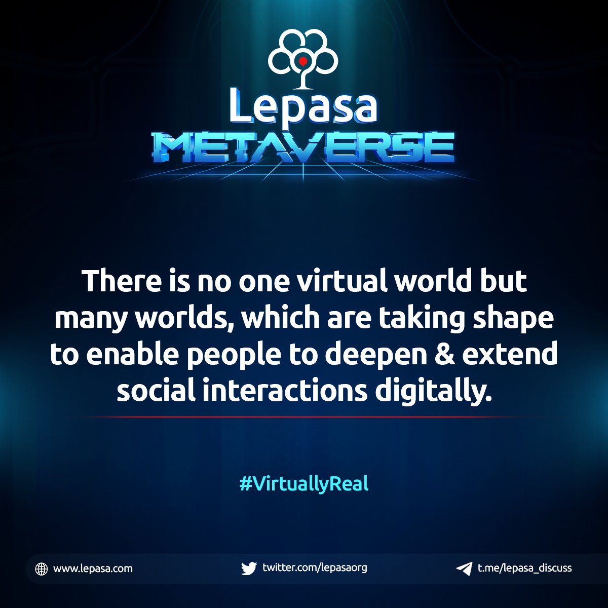 Lepasaorg's tweet photo. There is no one virtual world but many worlds, which are taking shape to enable people to deepen &amp; extend social interactions digitally. #METAVERSE 

#VirtuallyReal #LepasaNFT #Lepaverse #Lepasa #NFTProject #NFTCommunity #NotJustJPEGs #Web3 https://t.co/rOcFOfcoKd