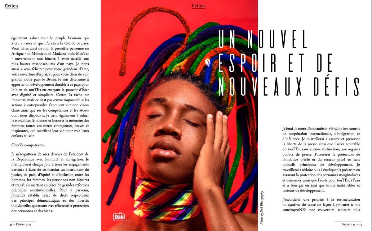 q_zine's tweet photo. Avez-vous consulté le dernier numéro de Q-zine? Non? Jetez un coup d'œil à notre magazine en ligne: https://t.co/rKc6MLrb16 
Petit bonus: un aperçu de ce que cela donnerait d’avoir unE chefFE d'État non binaire en Afrique: https://t.co/Y9PYxwwcKA 
#lgbtq #art #culture #africa https://t.co/XPsqWjbQFY